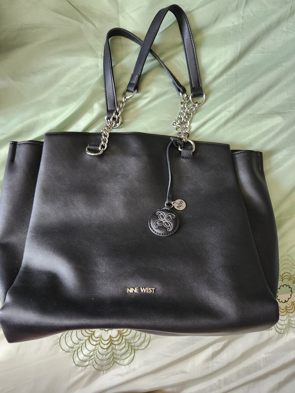 Nine West Black Chain-Handle Tote Bag